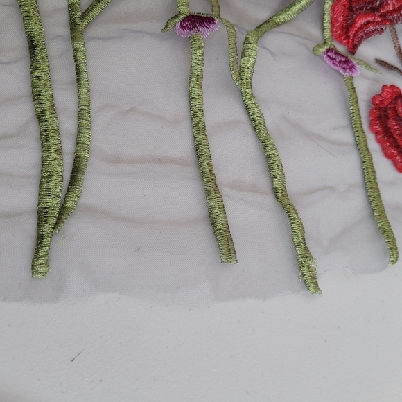 BLUEOXY Floral Embroidered Sheer Gray Mesh Dress Overlay - Size XS/S ** FLAWED - Picture 14 of 16